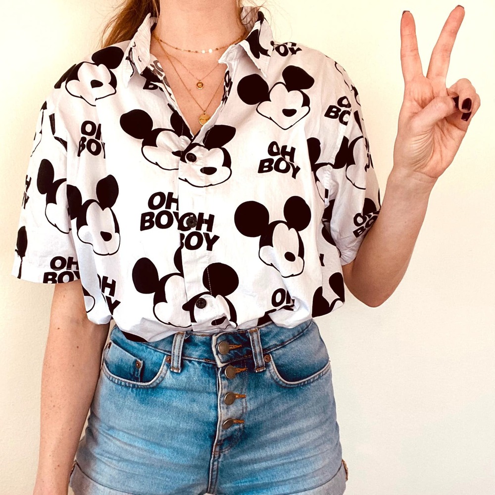 Disney Neff Mickey Mouse Oh Boy Button Up Shirt
